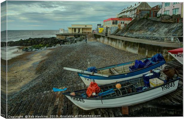Sheringham Boats on the beach  Canvas Print by Rob Hawkins