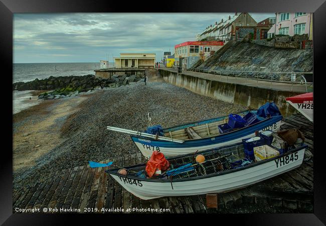 Sheringham Boats on the beach  Framed Print by Rob Hawkins