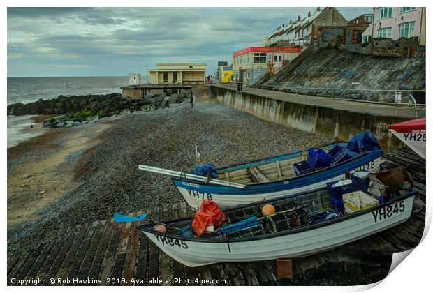 Sheringham Boats on the beach  Print by Rob Hawkins