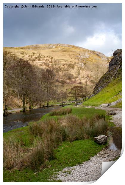 Dovedale and River Dove Print by John Edwards