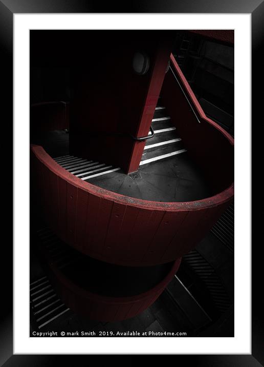 Red Staircase Framed Mounted Print by mark Smith