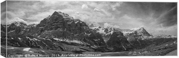  Swiss Alps Panorama B&W Canvas Print by Robert Murray