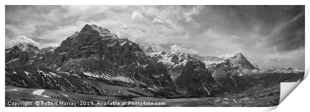  Swiss Alps Panorama B&W Print by Robert Murray
