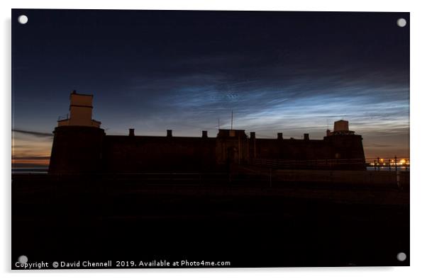 Fort Perch Rock Noctilucent Clouds Acrylic by David Chennell