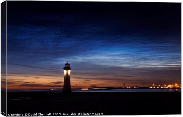 Perch Rock Lighthouse Noctilucent Clouds Canvas Print by David Chennell