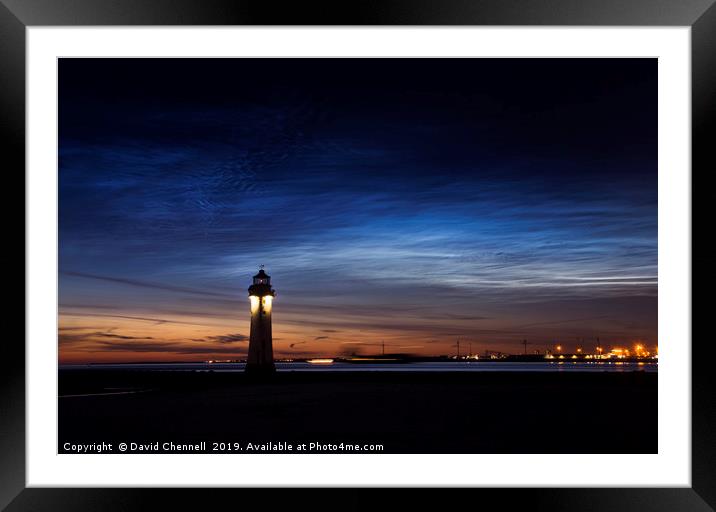 Perch Rock Lighthouse Noctilucent Clouds Framed Mounted Print by David Chennell
