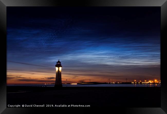 Perch Rock Lighthouse Noctilucent Clouds Framed Print by David Chennell