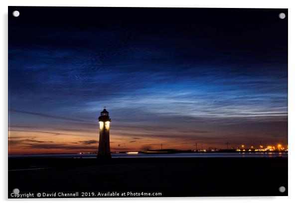 Perch Rock Lighthouse Noctilucent Clouds Acrylic by David Chennell