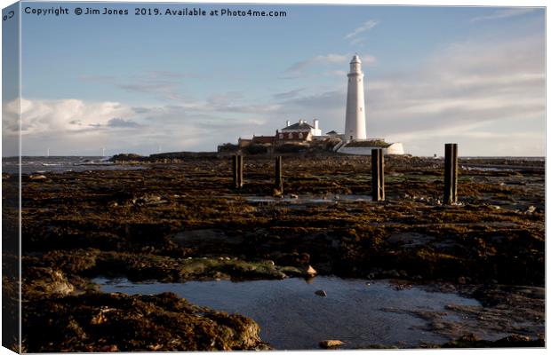 Blustery morning at St Mary's Island Canvas Print by Jim Jones