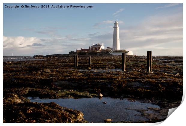 Blustery morning at St Mary's Island Print by Jim Jones