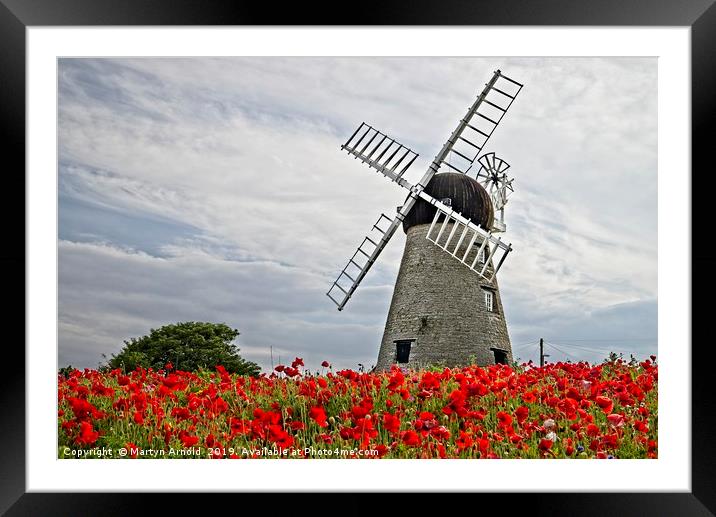 Whitburn WIndmill and Poppies Framed Mounted Print by Martyn Arnold