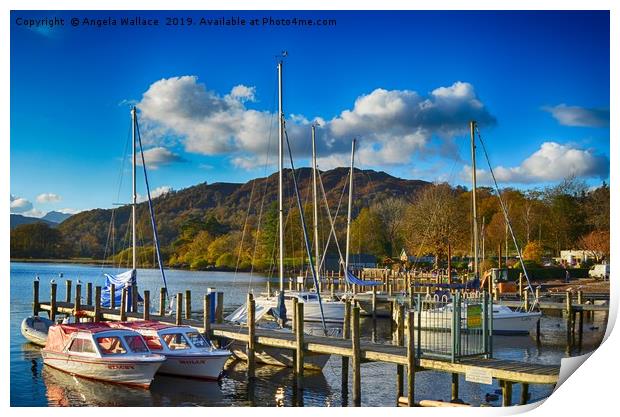Moored on Lake Windermere Print by Angela Wallace