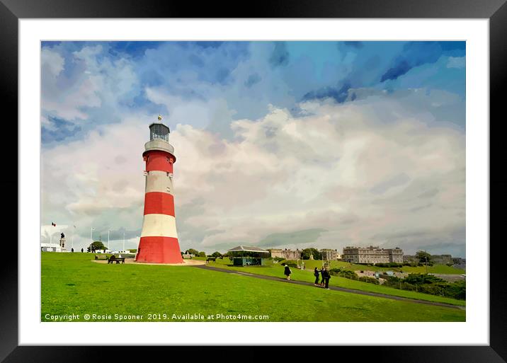 Smeaton's Tower on Plymouth Hoe in Devon. Framed Mounted Print by Rosie Spooner