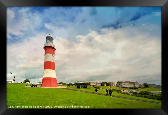 Smeaton's Tower on Plymouth Hoe in Devon. Framed Print by Rosie Spooner