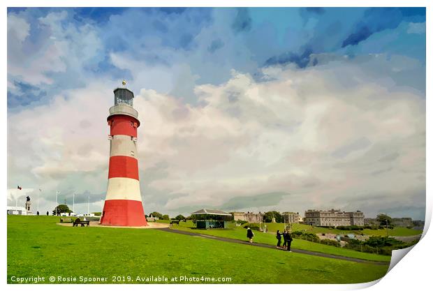 Smeaton's Tower on Plymouth Hoe in Devon. Print by Rosie Spooner