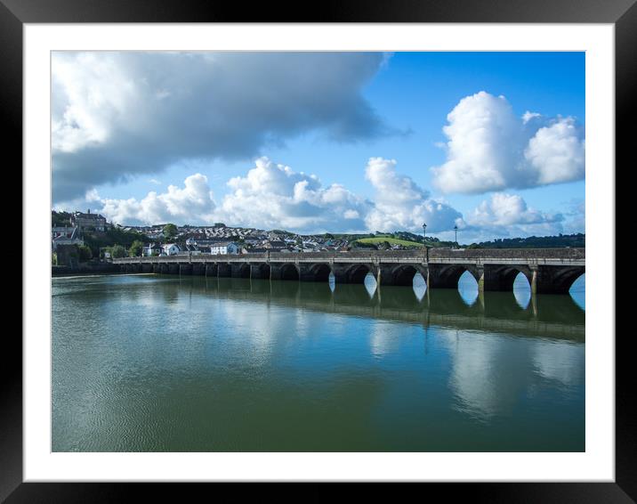 Bideford Long bridge in the sunshine of Devon Framed Mounted Print by Tony Twyman