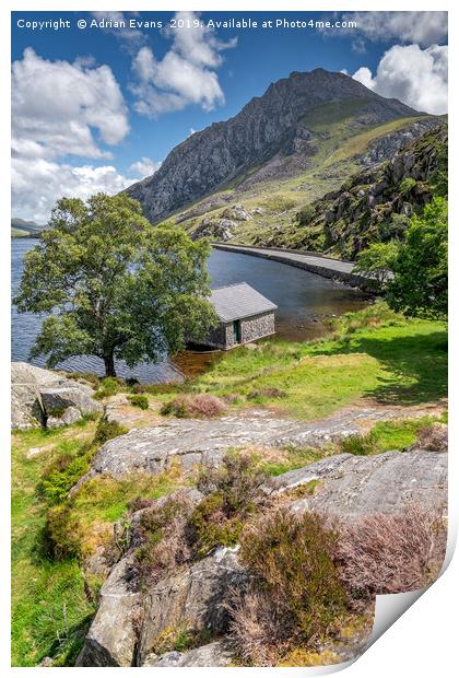 Lake Ogwen and Tryfan Mountain Print by Adrian Evans