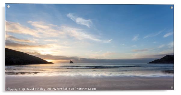 Broadhaven Sunrise Panorama Acrylic by David Tinsley