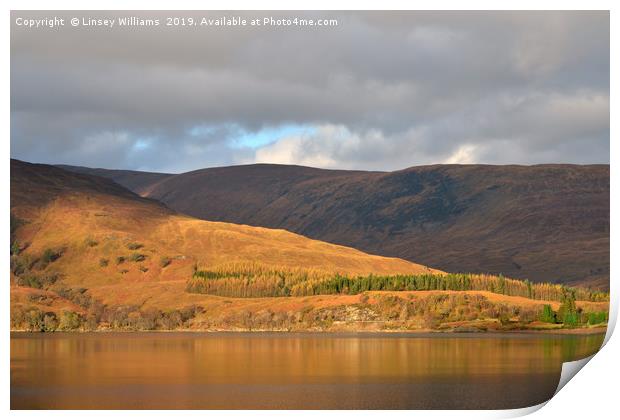 An Autumn View Across Loch Linnhe Print by Linsey Williams
