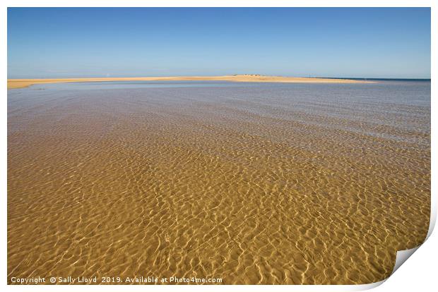 Water Ripples over the sand at Wells-next-the-sea Print by Sally Lloyd