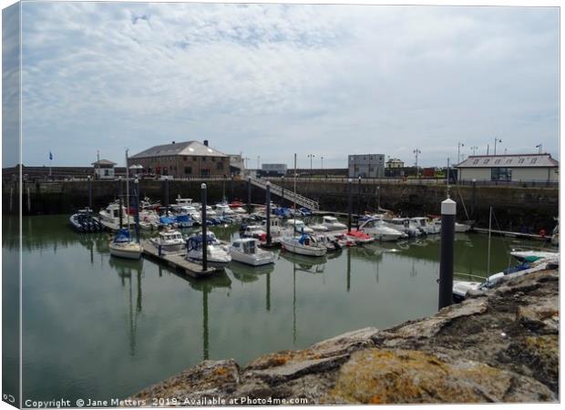 Porthcawl Harbour  Canvas Print by Jane Metters