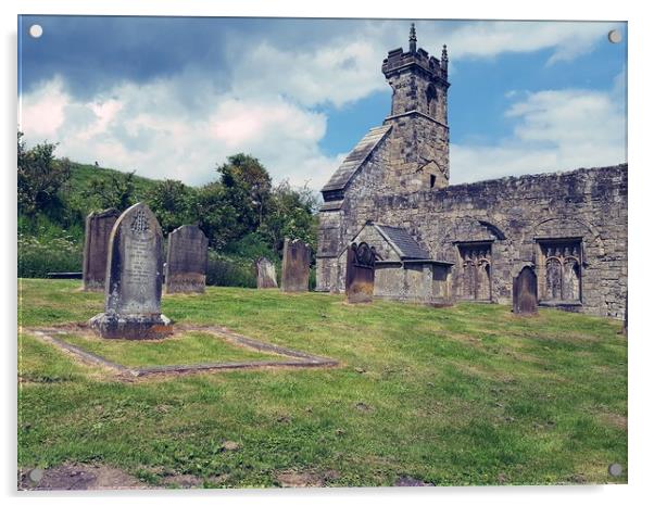 Wharram Percy church Acrylic by Dave Leason