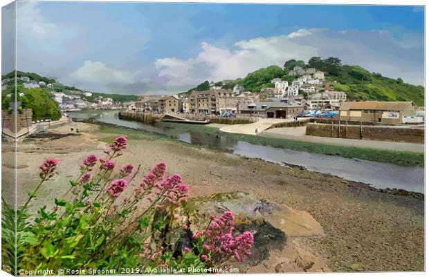 Very low tide on the River Looe in Cornwall Canvas Print by Rosie Spooner