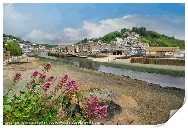 Very low tide on the River Looe in Cornwall Print by Rosie Spooner