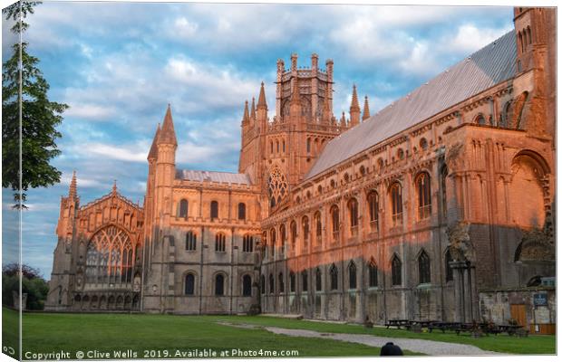 Turning red during the sunset, Ely Cathedral in al Canvas Print by Clive Wells