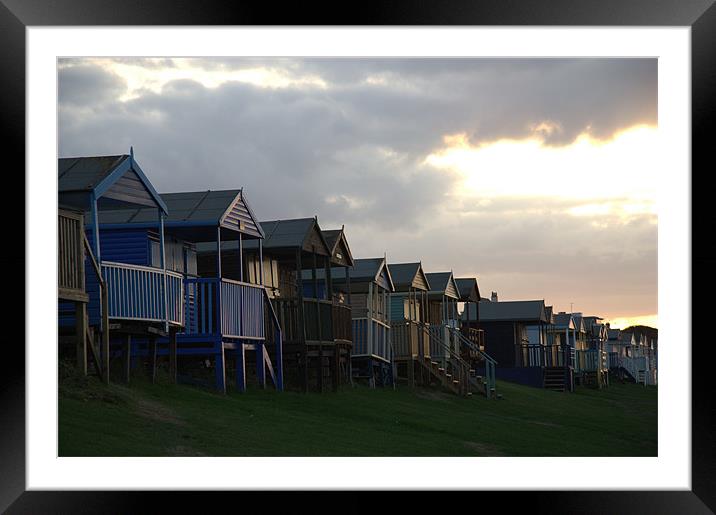 Beach Huts in Sunset, Tankerton, Kent, UK Framed Mounted Print by Dawn O'Connor