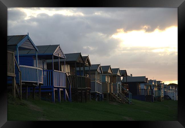 Beach Huts in Sunset, Tankerton, Kent, UK Framed Print by Dawn O'Connor