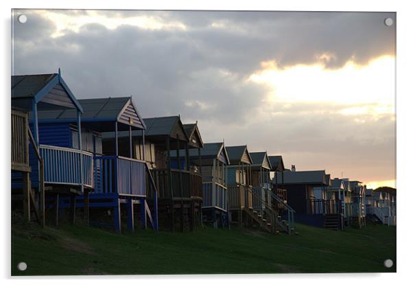 Beach Huts in Sunset, Tankerton, Kent, UK Acrylic by Dawn O'Connor