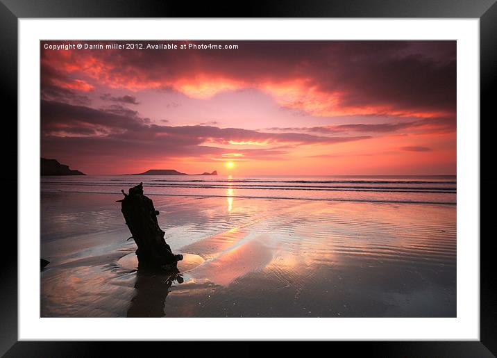 Sunset shipwreck Framed Mounted Print by Darrin miller