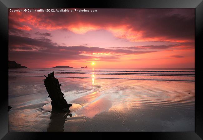 Sunset shipwreck Framed Print by Darrin miller