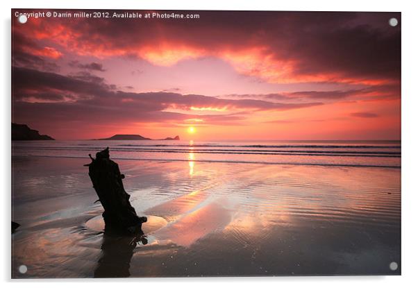 Sunset shipwreck Acrylic by Darrin miller
