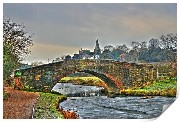 Canal Bridge and Church Steeple, Yorkshire, UK Print by Dawn O'Connor