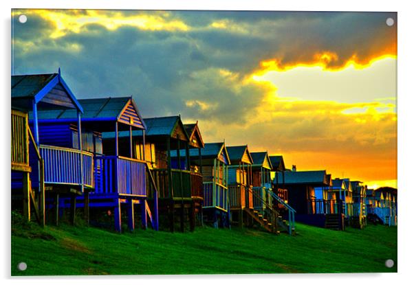 Beach Huts in Sunset, Tankerton, Kent, UK, HDR Acrylic by Dawn O'Connor