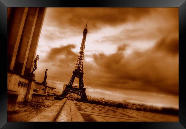 Eiffel Tower Sepia Framed Print by Toon Photography
