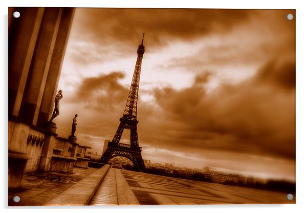 Eiffel Tower Sepia Acrylic by Toon Photography
