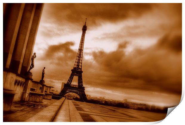 Eiffel Tower Sepia Print by Toon Photography