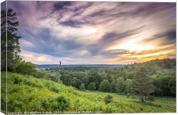 Sunset over Rockford Common, New Forest, UK Canvas Print by KB Photo