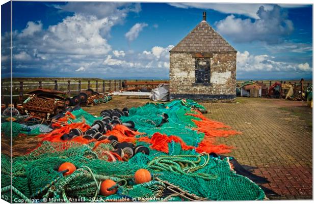Fishing Nets at Maryport Cumbria Canvas Print by Martyn Arnold