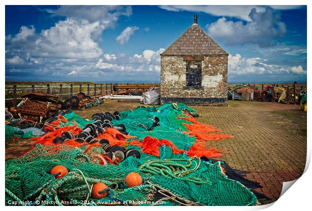 Fishing Nets at Maryport Cumbria Print by Martyn Arnold