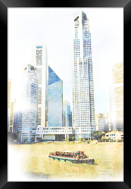 Bum boat on the Singapore river Framed Print by Kevin Hellon