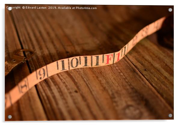 Fabulously Textured old Measuring Tape             Acrylic by Edward Laxton