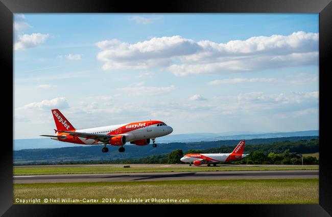 EasyJet, Easy Jet at Bristol airport Framed Print by Neil William-Carter