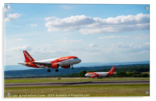 EasyJet, Easy Jet at Bristol airport Acrylic by Neil William-Carter