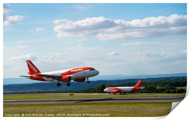EasyJet, Easy Jet at Bristol airport Print by Neil William-Carter