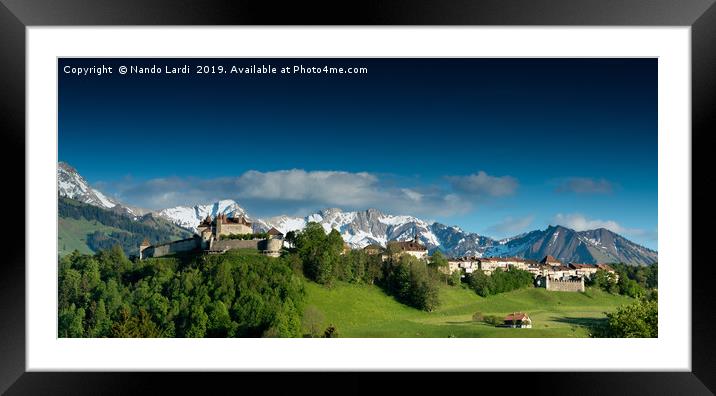 Gruyeres Castle Panorama Framed Mounted Print by DiFigiano Photography