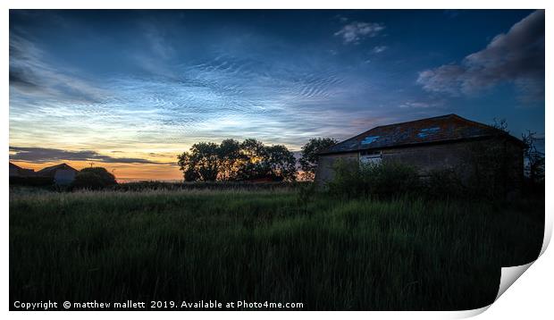 Noctilucent Clouds In Essex Print by matthew  mallett